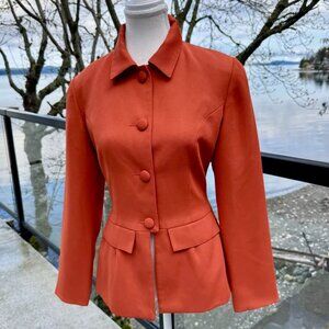 Orange Fitted Buttoned Blazer